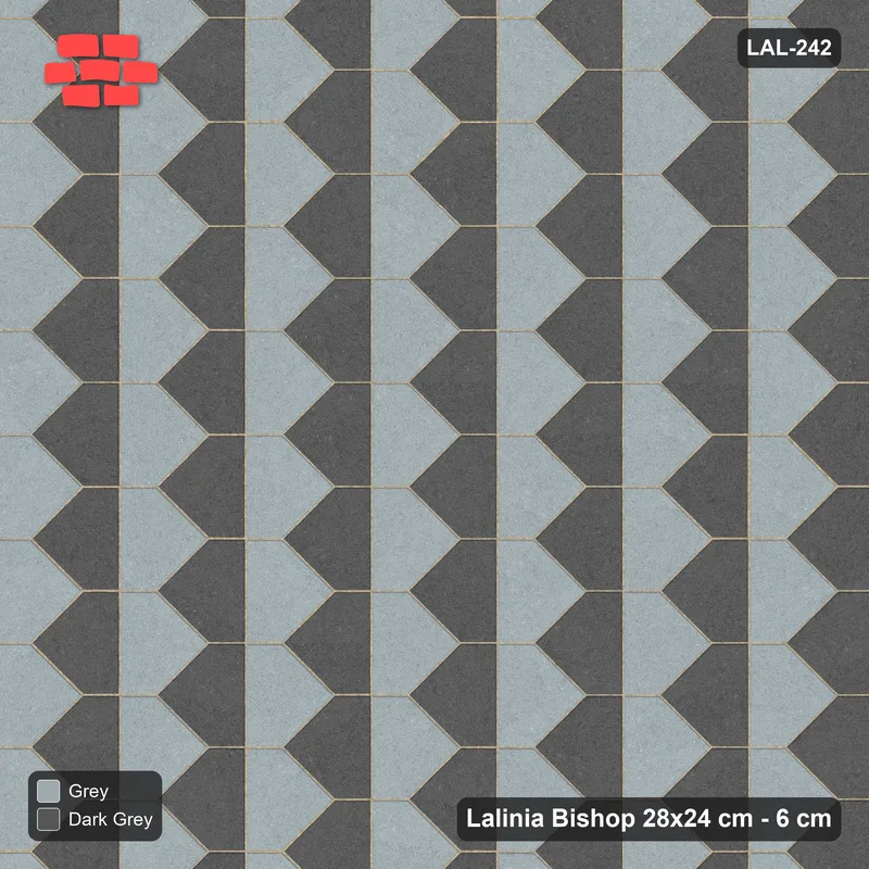 Interlock (Pasco) 28x24 cm · LAL-242 · La-19 Staggered Columns - two colours by pair member, kerb frame · Top view Interlock (Pasco) 28x24 cm · LAL-242 · La-19 Staggered Columns - two colours by pair member, kerb frame · Top view