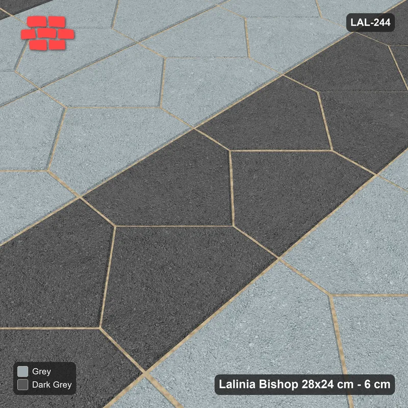 Interlock (Pasco) 28x24 cm · LAL-244 · La-19 Staggered Columns - accent strip every third column · Side view Interlock (Pasco) 28x24 cm · LAL-244 · La-19 Staggered Columns - accent strip every third column · Side view
