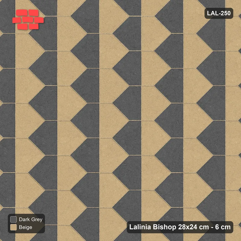 Interlock (Pasco) 28x24 cm · LAL-250 · La-19 Staggered Columns - two colours by pair member · Top view Interlock (Pasco) 28x24 cm · LAL-250 · La-19 Staggered Columns - two colours by pair member · Top view