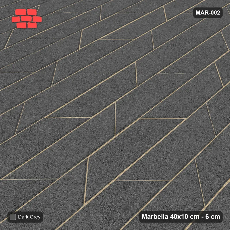 Interlock (Pasco) 40x10 cm · MAR-002 · Native Interlock - Upright Field with Kerb Frame · Side view Interlock (Pasco) 40x10 cm · MAR-002 · Native Interlock - Upright Field with Kerb Frame · Side view