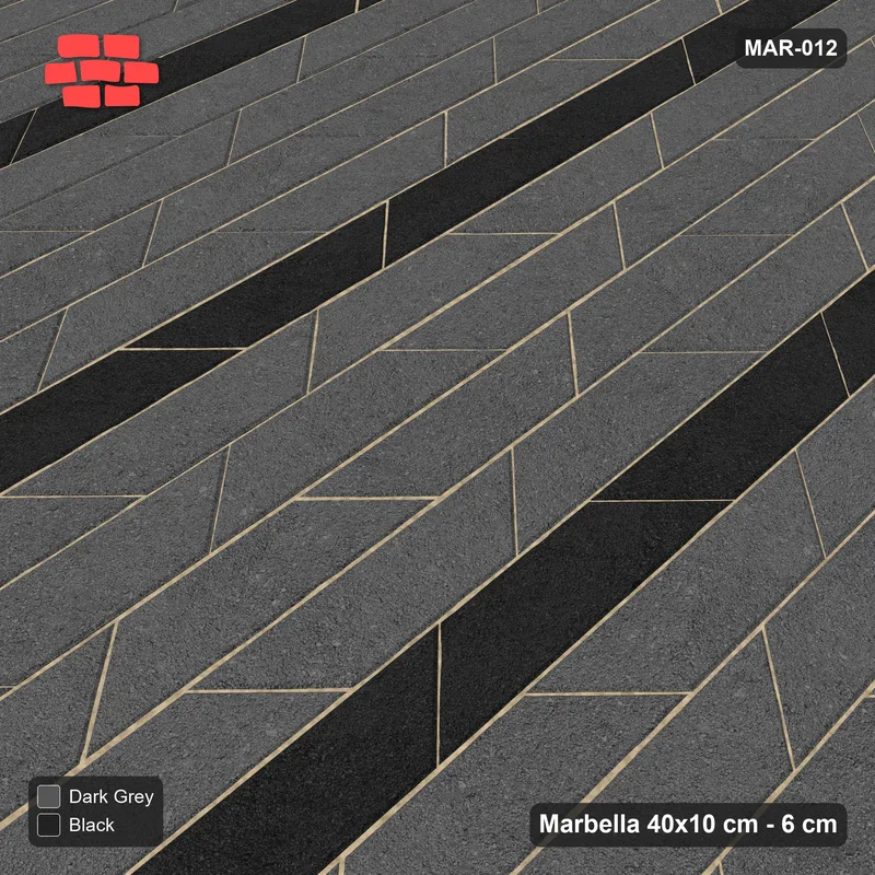 Interlock (Pasco) 40x10 cm · MAR-012 · Upright Accent Course Stripes · Side view Interlock (Pasco) 40x10 cm · MAR-012 · Upright Accent Course Stripes · Side view