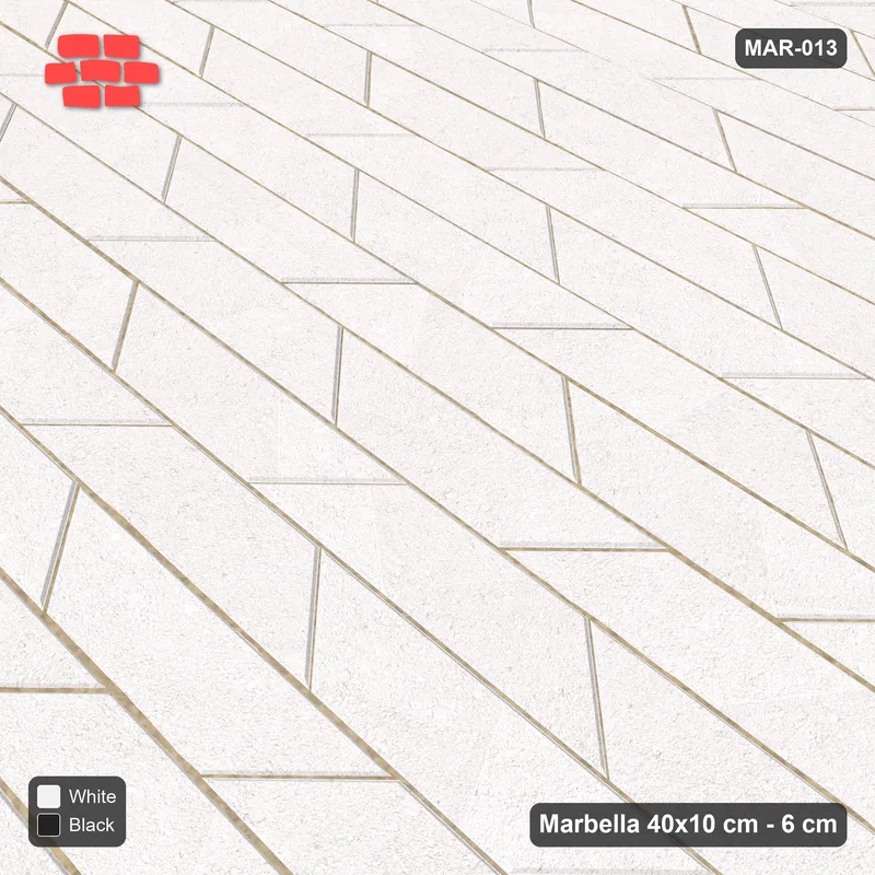 Interlock (Pasco) 40x10 cm · MAR-013 · White Field with Black Kerb Frame · Side view Interlock (Pasco) 40x10 cm · MAR-013 · White Field with Black Kerb Frame · Side view