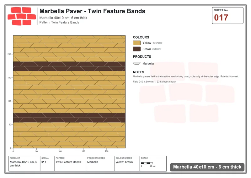 Interlock (Pasco) 40x10 cm · MAR-017 · Twin Feature Bands · Laying plan Interlock (Pasco) 40x10 cm · MAR-017 · Twin Feature Bands · Laying plan