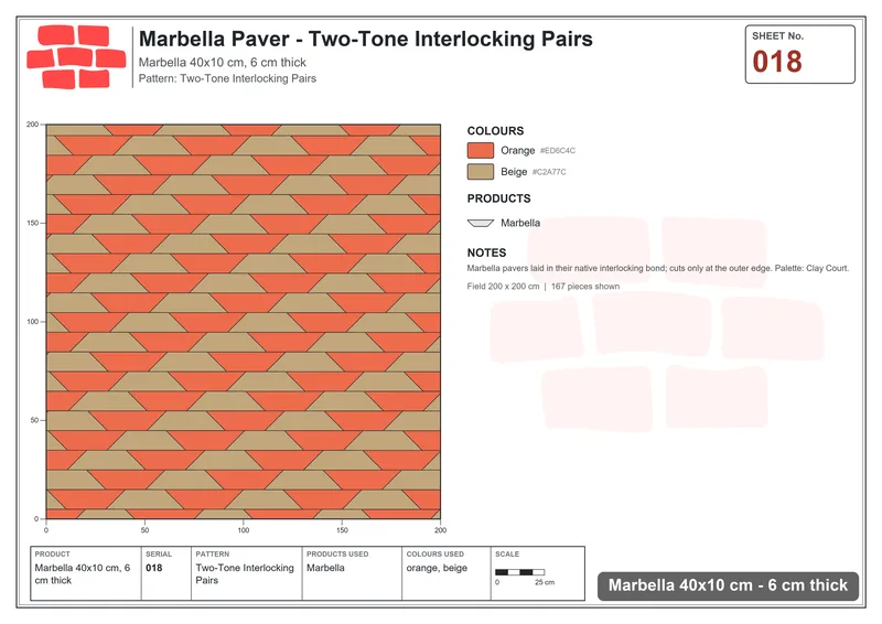 Interlock (Pasco) 40x10 cm · MAR-018 · Two-Tone Interlocking Pairs · Laying plan Interlock (Pasco) 40x10 cm · MAR-018 · Two-Tone Interlocking Pairs · Laying plan