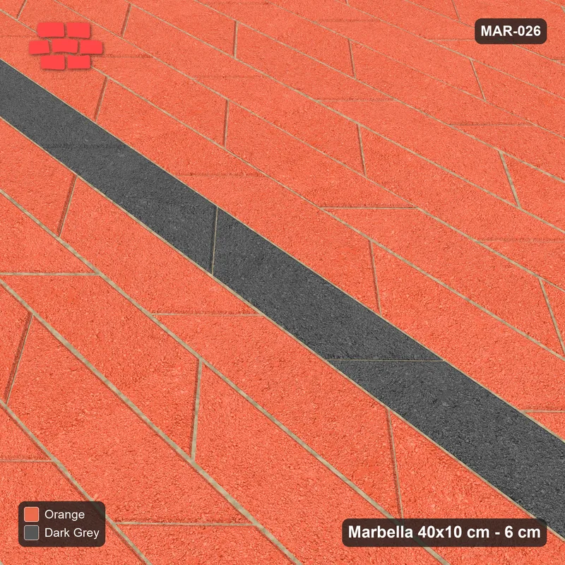 Interlock (Pasco) 40x10 cm · MAR-026 · Thin Band with Kerb Frame · Side view Interlock (Pasco) 40x10 cm · MAR-026 · Thin Band with Kerb Frame · Side view