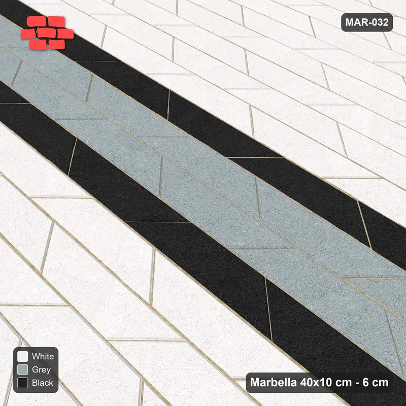 Interlock (Pasco) 40x10 cm · MAR-032 · Black Band with Grey Edge Lines · Side view Interlock (Pasco) 40x10 cm · MAR-032 · Black Band with Grey Edge Lines · Side view