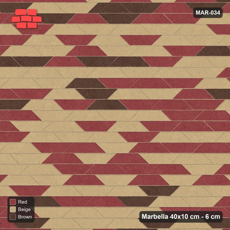 Interlock (Pasco) 40x10 cm · MAR-034 · Tuscan Blend with Kerb Frame · Top view Interlock (Pasco) 40x10 cm · MAR-034 · Tuscan Blend with Kerb Frame · Top view