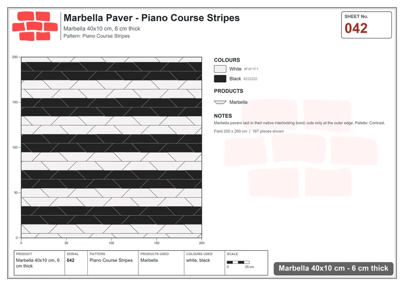 Interlock (Pasco) 40x10 cm · MAR-042 · Piano Course Stripes · Laying plan Interlock (Pasco) 40x10 cm · MAR-042 · Piano Course Stripes · Laying plan