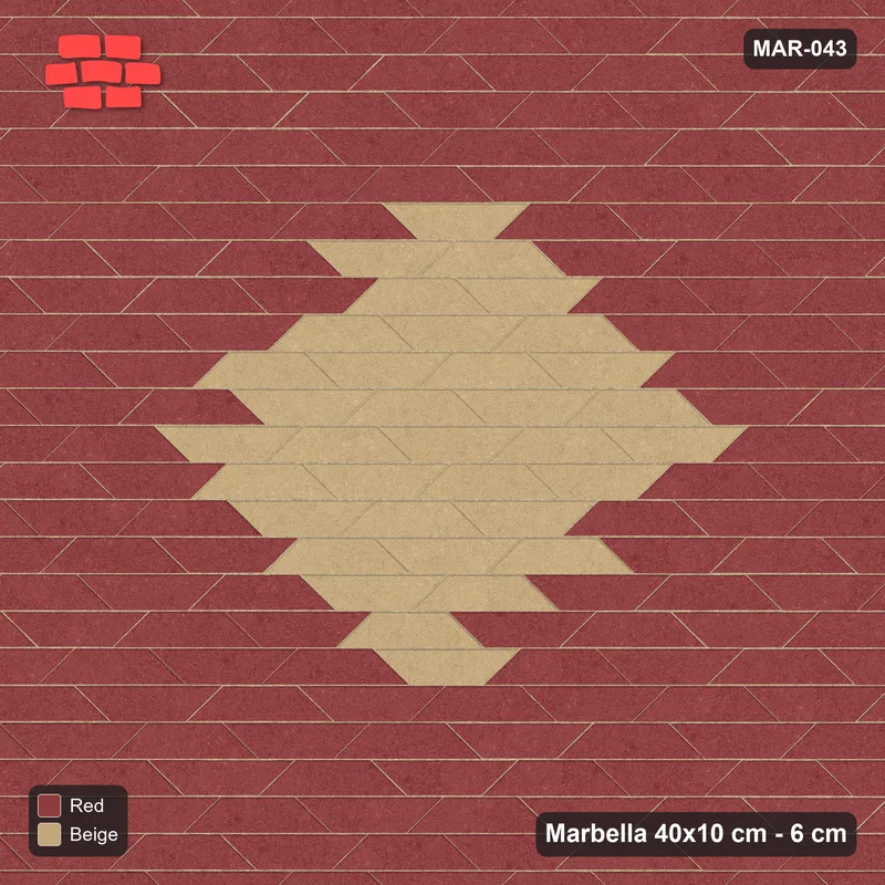 Interlock (Pasco) 40x10 cm · MAR-043 · Terracotta Diamond Medallion · Top view Interlock (Pasco) 40x10 cm · MAR-043 · Terracotta Diamond Medallion · Top view