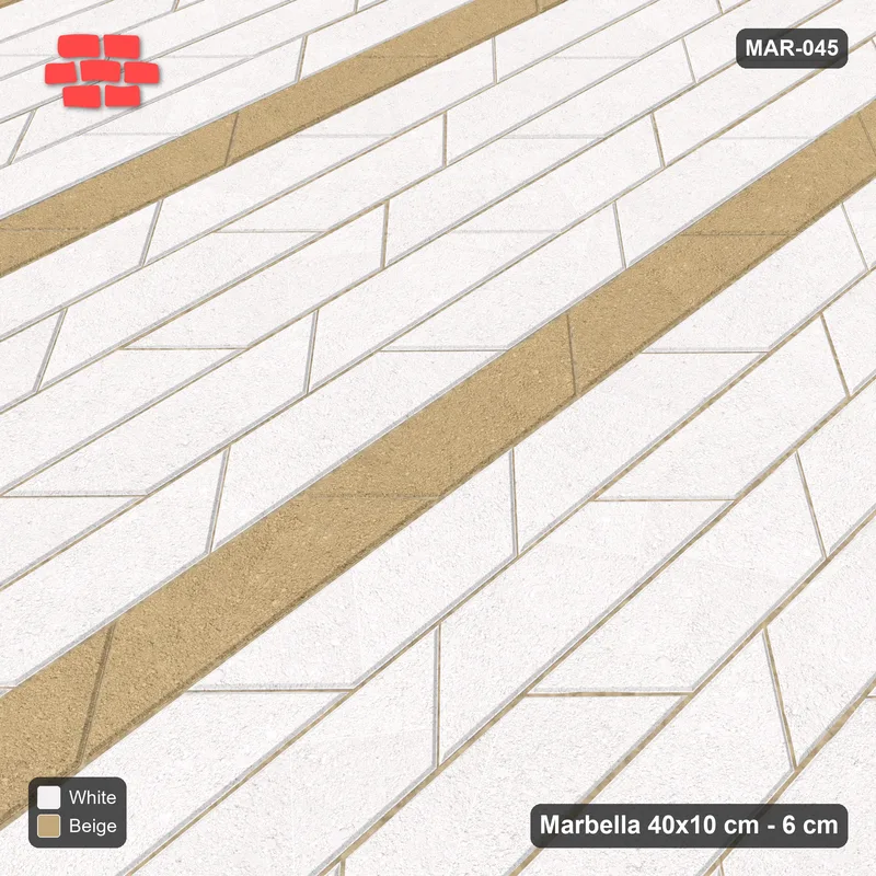 Interlock (Pasco) 40x10 cm · MAR-045 · Upright Fine Sand Stripes · Side view Interlock (Pasco) 40x10 cm · MAR-045 · Upright Fine Sand Stripes · Side view