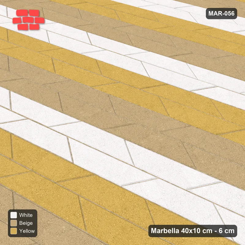 Interlock (Pasco) 40x10 cm · MAR-056 · 15-Degree Wide Three-Tone Courses - Golden Sand · Side view Interlock (Pasco) 40x10 cm · MAR-056 · 15-Degree Wide Three-Tone Courses - Golden Sand · Side view