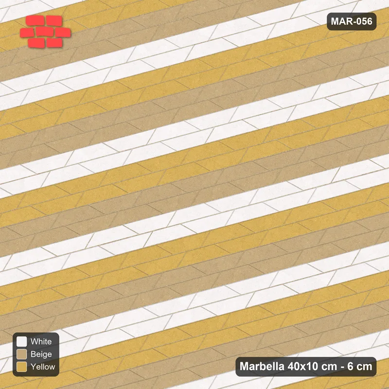 Interlock (Pasco) 40x10 cm · MAR-056 · 15-Degree Wide Three-Tone Courses - Golden Sand · Top view Interlock (Pasco) 40x10 cm · MAR-056 · 15-Degree Wide Three-Tone Courses - Golden Sand · Top view