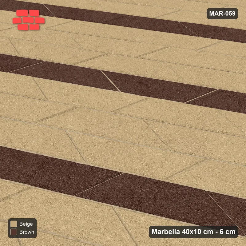 Interlock (Pasco) 40x10 cm · MAR-059 · 30-Degree Accent Course Stripes - Sandstone · Side view Interlock (Pasco) 40x10 cm · MAR-059 · 30-Degree Accent Course Stripes - Sandstone · Side view