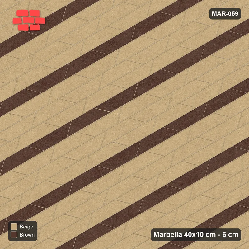 Interlock (Pasco) 40x10 cm · MAR-059 · 30-Degree Accent Course Stripes - Sandstone · Top view Interlock (Pasco) 40x10 cm · MAR-059 · 30-Degree Accent Course Stripes - Sandstone · Top view