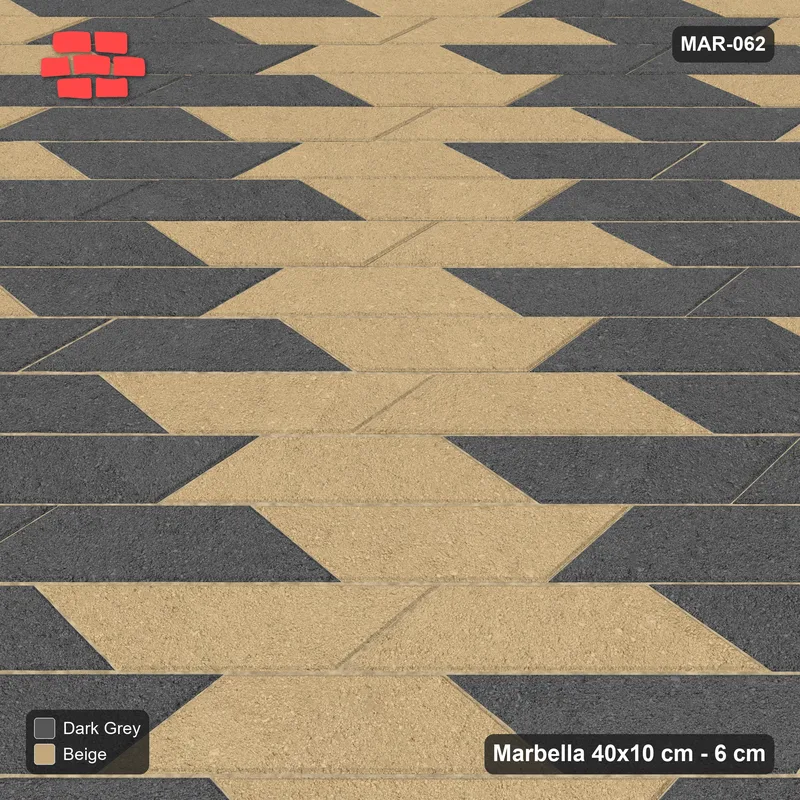 Interlock (Pasco) 40x10 cm · MAR-062 · Diagonal Column Stripes - Stone & Earth with Kerb Frame · Side view Interlock (Pasco) 40x10 cm · MAR-062 · Diagonal Column Stripes - Stone & Earth with Kerb Frame · Side view