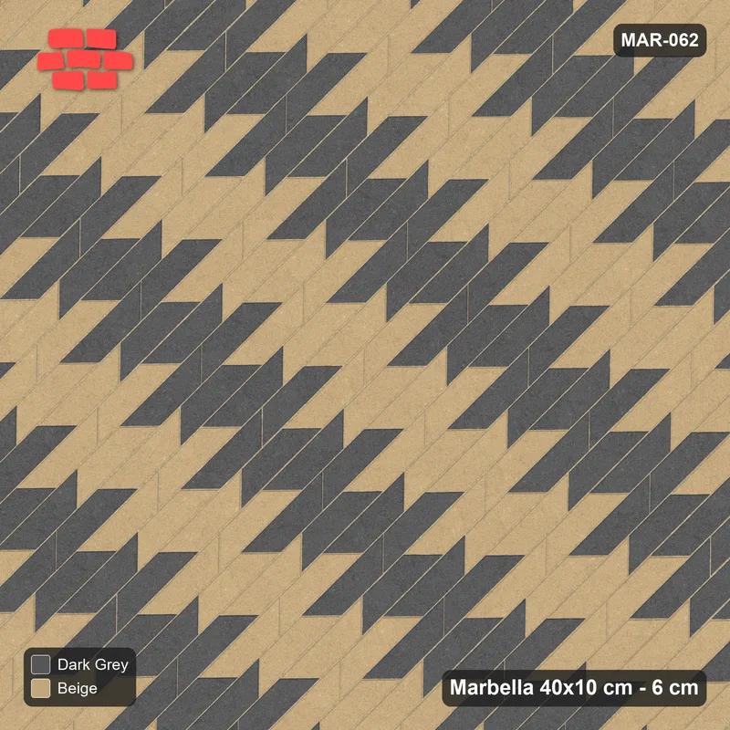 Interlock (Pasco) 40x10 cm · MAR-062 · Diagonal Column Stripes - Stone & Earth with Kerb Frame · Top view Interlock (Pasco) 40x10 cm · MAR-062 · Diagonal Column Stripes - Stone & Earth with Kerb Frame · Top view