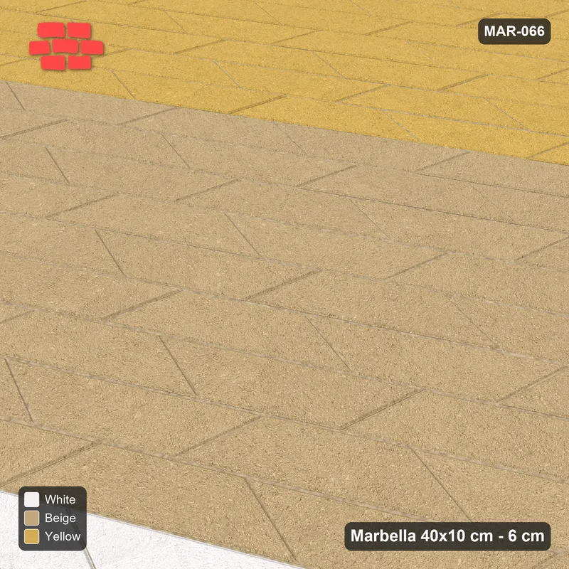 Interlock (Pasco) 40x10 cm · MAR-066 · 30-Degree Three Tone Zones - Golden Sand with Kerb Frame · Side view Interlock (Pasco) 40x10 cm · MAR-066 · 30-Degree Three Tone Zones - Golden Sand with Kerb Frame · Side view