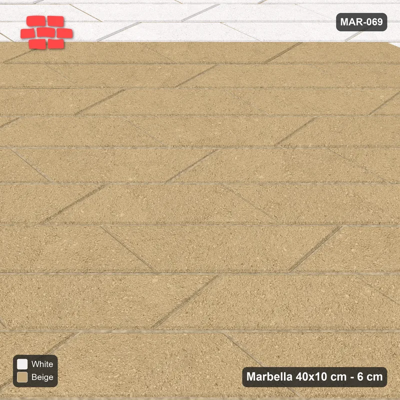 Interlock (Pasco) 40x10 cm · MAR-069 · Diagonal Central Square Panel - Ivory & Sand · Side view Interlock (Pasco) 40x10 cm · MAR-069 · Diagonal Central Square Panel - Ivory & Sand · Side view