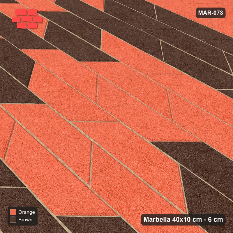 Interlock (Pasco) 40x10 cm · MAR-073 · Wide Square Rings - Burnt Clay with Kerb Frame · Side view Interlock (Pasco) 40x10 cm · MAR-073 · Wide Square Rings - Burnt Clay with Kerb Frame · Side view