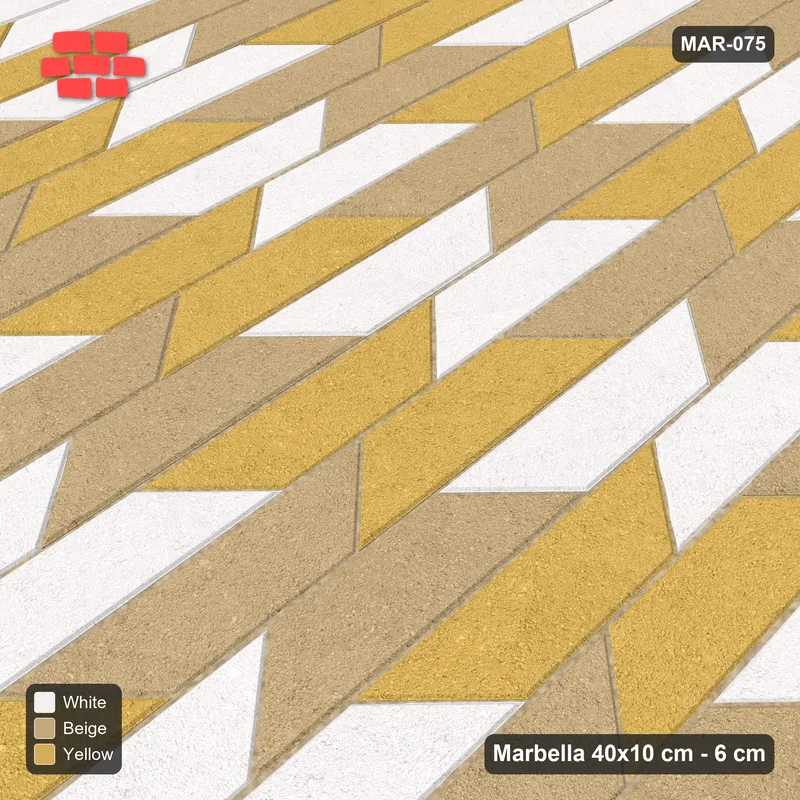 Interlock (Pasco) 40x10 cm · MAR-075 · Upright Cube Illusion Trio - Golden Sand · Side view Interlock (Pasco) 40x10 cm · MAR-075 · Upright Cube Illusion Trio - Golden Sand · Side view