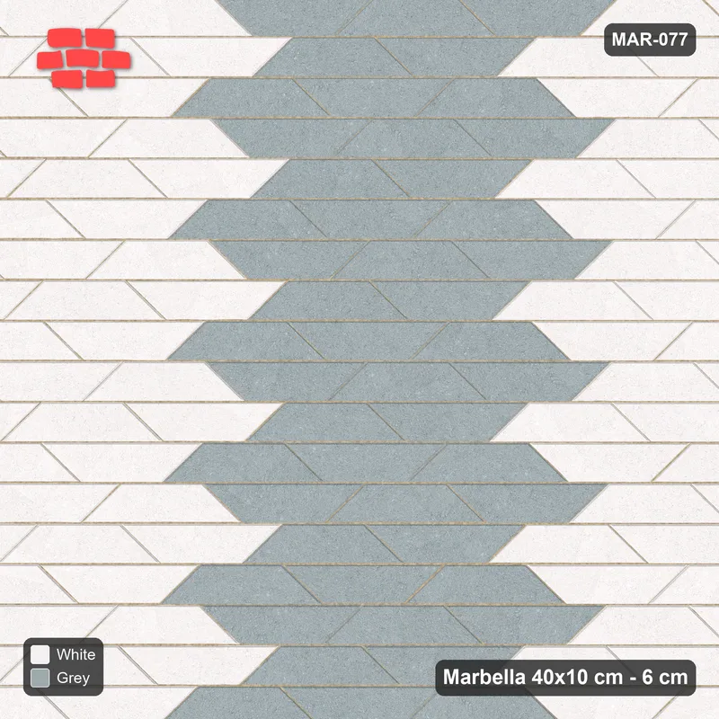 Interlock (Pasco) 40x10 cm · MAR-077 · Wide Column Stripes - Salt & Pepper with Kerb Frame · Top view Interlock (Pasco) 40x10 cm · MAR-077 · Wide Column Stripes - Salt & Pepper with Kerb Frame · Top view