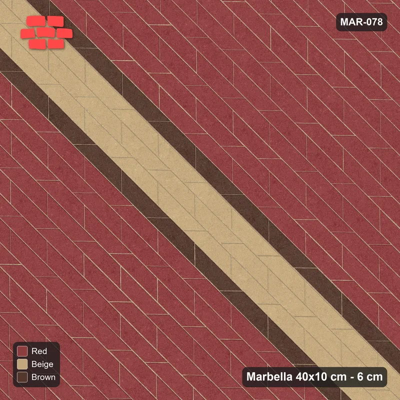 Interlock (Pasco) 40x10 cm · MAR-078 · Counter-Diagonal Broad Band with Edge Lines - Tuscany · Top view Interlock (Pasco) 40x10 cm · MAR-078 · Counter-Diagonal Broad Band with Edge Lines - Tuscany · Top view