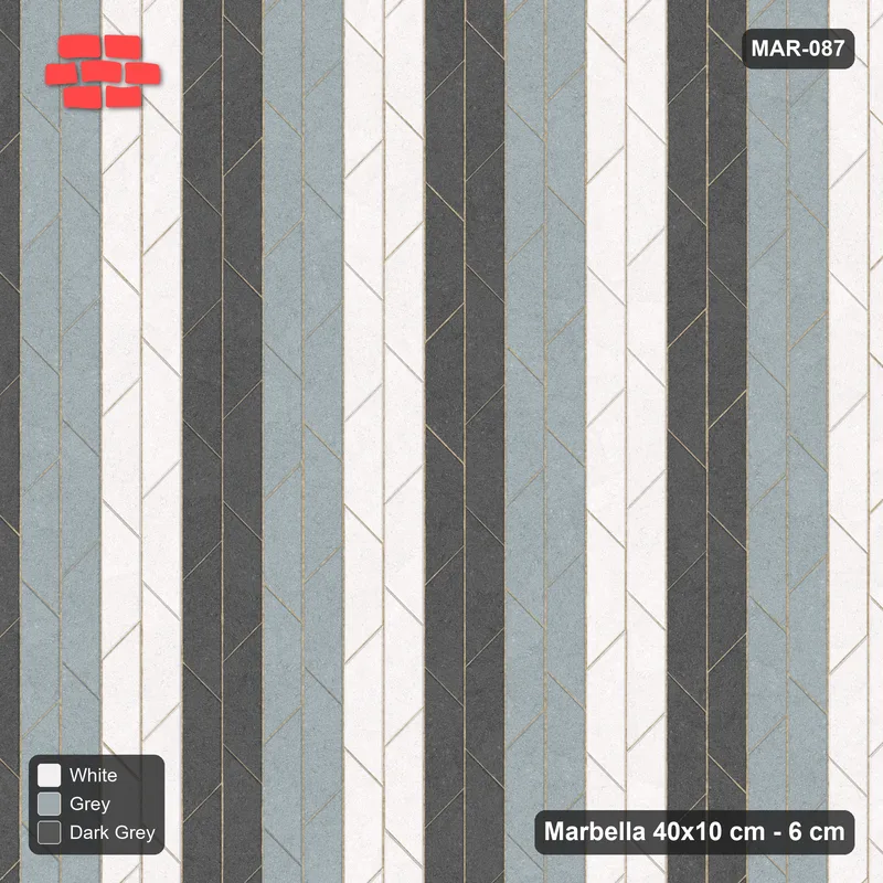 Interlock (Pasco) 40x10 cm · MAR-087 · Upright Wide Three-Tone Courses - Monochrome · Top view Interlock (Pasco) 40x10 cm · MAR-087 · Upright Wide Three-Tone Courses - Monochrome · Top view
