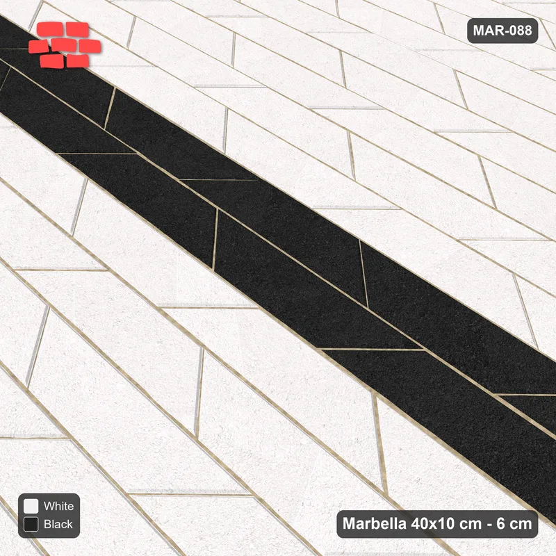 Interlock (Pasco) 40x10 cm · MAR-088 · Central Feature Band - Contrast with Kerb Frame · Side view Interlock (Pasco) 40x10 cm · MAR-088 · Central Feature Band - Contrast with Kerb Frame · Side view