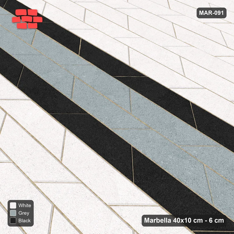 Interlock (Pasco) 40x10 cm · MAR-091 · Centre Band with Edge Lines - Tuxedo · Side view Interlock (Pasco) 40x10 cm · MAR-091 · Centre Band with Edge Lines - Tuxedo · Side view