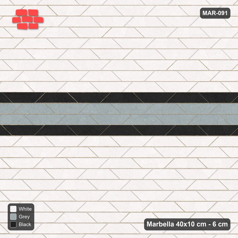 Interlock (Pasco) 40x10 cm · MAR-091 · Centre Band with Edge Lines - Tuxedo · Top view Interlock (Pasco) 40x10 cm · MAR-091 · Centre Band with Edge Lines - Tuxedo · Top view