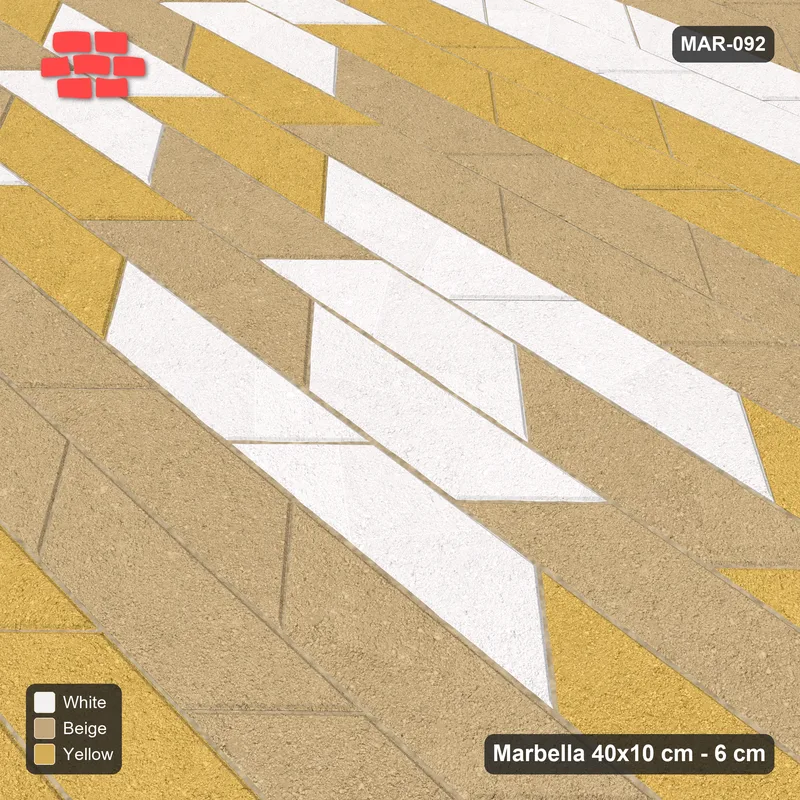 Interlock (Pasco) 40x10 cm · MAR-092 · Concentric Square Rings - Golden Sand with Kerb Frame · Side view Interlock (Pasco) 40x10 cm · MAR-092 · Concentric Square Rings - Golden Sand with Kerb Frame · Side view