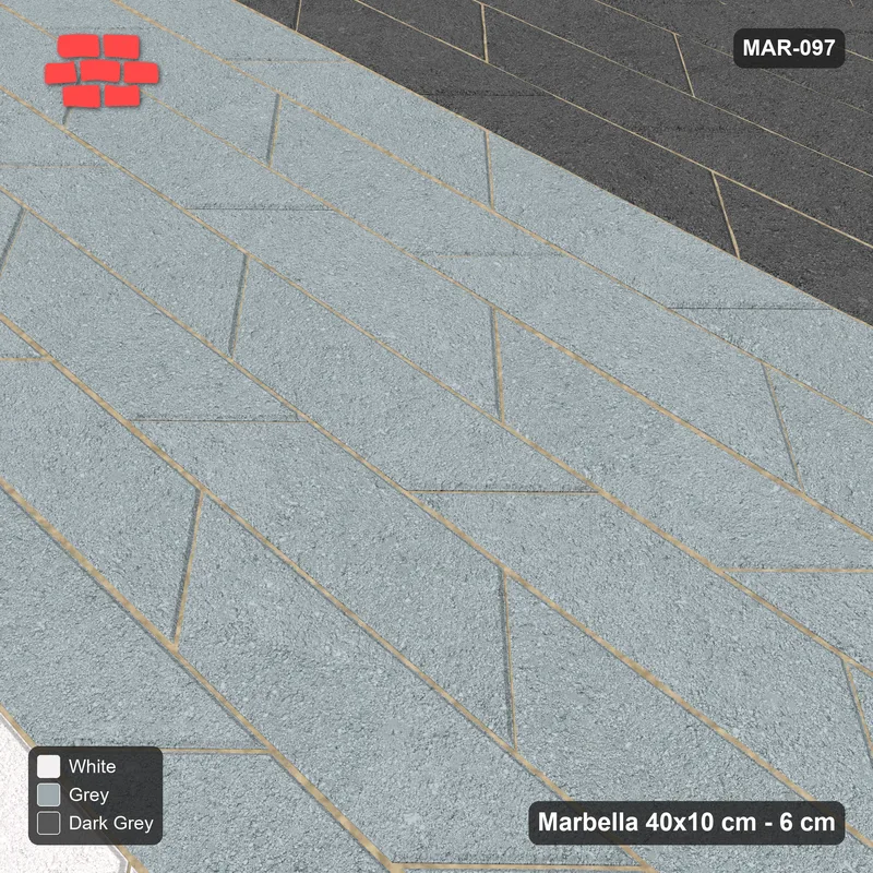 Interlock (Pasco) 40x10 cm · MAR-097 · Three Tone Zones - Monochrome with Kerb Frame · Side view Interlock (Pasco) 40x10 cm · MAR-097 · Three Tone Zones - Monochrome with Kerb Frame · Side view
