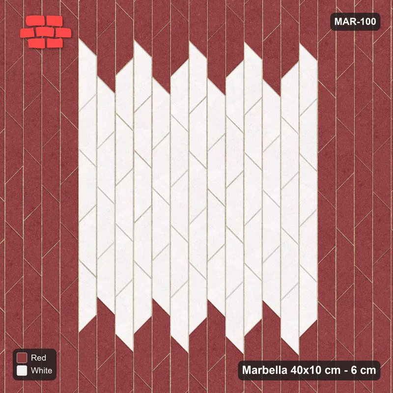 Interlock (Pasco) 40x10 cm · MAR-100 · Upright Central Square Panel - Burgundy & Ivory with Kerb Frame · Top view Interlock (Pasco) 40x10 cm · MAR-100 · Upright Central Square Panel - Burgundy & Ivory with Kerb Frame · Top view