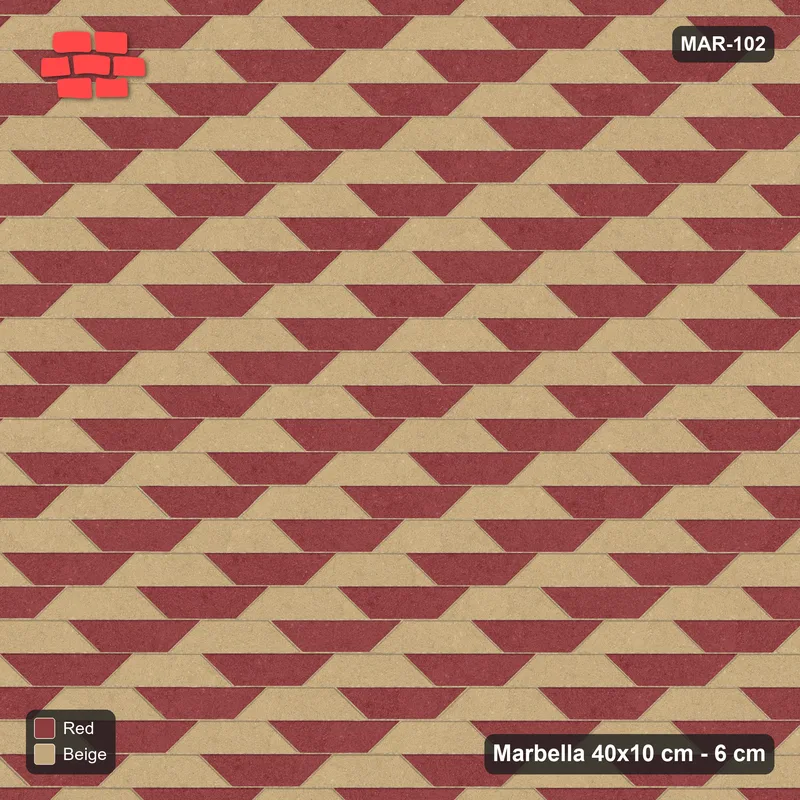 Interlock (Pasco) 40x10 cm · MAR-102 · Two-Tone Interlocking Pairs - Terracotta · Top view Interlock (Pasco) 40x10 cm · MAR-102 · Two-Tone Interlocking Pairs - Terracotta · Top view