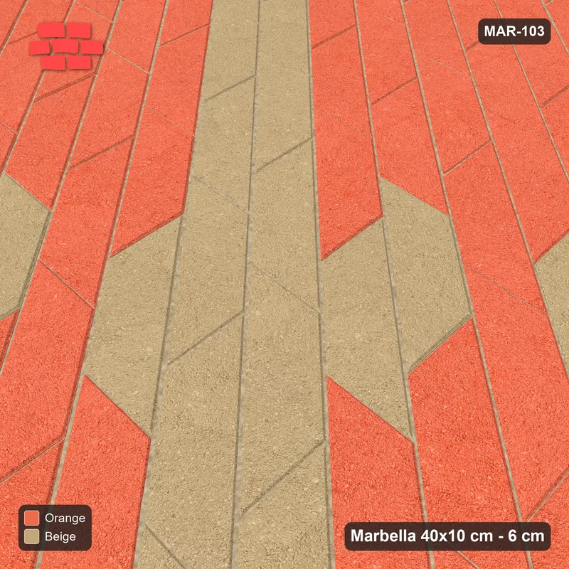 Interlock (Pasco) 40x10 cm · MAR-103 · Counter-Diagonal Central Cross Band - Clay Court · Side view Interlock (Pasco) 40x10 cm · MAR-103 · Counter-Diagonal Central Cross Band - Clay Court · Side view