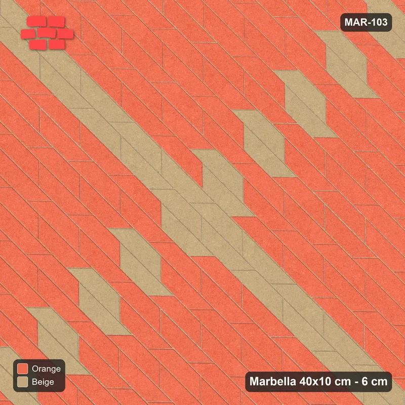 Interlock (Pasco) 40x10 cm · MAR-103 · Counter-Diagonal Central Cross Band - Clay Court · Top view Interlock (Pasco) 40x10 cm · MAR-103 · Counter-Diagonal Central Cross Band - Clay Court · Top view