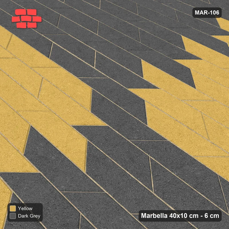 Interlock (Pasco) 40x10 cm · MAR-106 · Quadrant Checker - Mustard Slate · Side view Interlock (Pasco) 40x10 cm · MAR-106 · Quadrant Checker - Mustard Slate · Side view