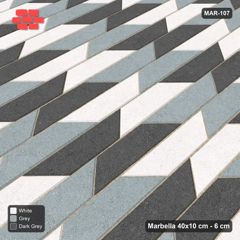 Interlock (Pasco) 40x10 cm · MAR-107 · Upright Cube Illusion Trio - Monochrome · Side view Interlock (Pasco) 40x10 cm · MAR-107 · Upright Cube Illusion Trio - Monochrome · Side view