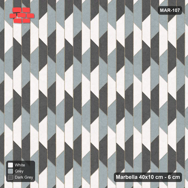 Interlock (Pasco) 40x10 cm · MAR-107 · Upright Cube Illusion Trio - Monochrome · Top view Interlock (Pasco) 40x10 cm · MAR-107 · Upright Cube Illusion Trio - Monochrome · Top view