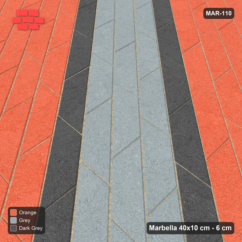 Interlock (Pasco) 40x10 cm · MAR-110 · Counter-Diagonal Broad Band with Edge Lines - Sunset Slate · Side view Interlock (Pasco) 40x10 cm · MAR-110 · Counter-Diagonal Broad Band with Edge Lines - Sunset Slate · Side view