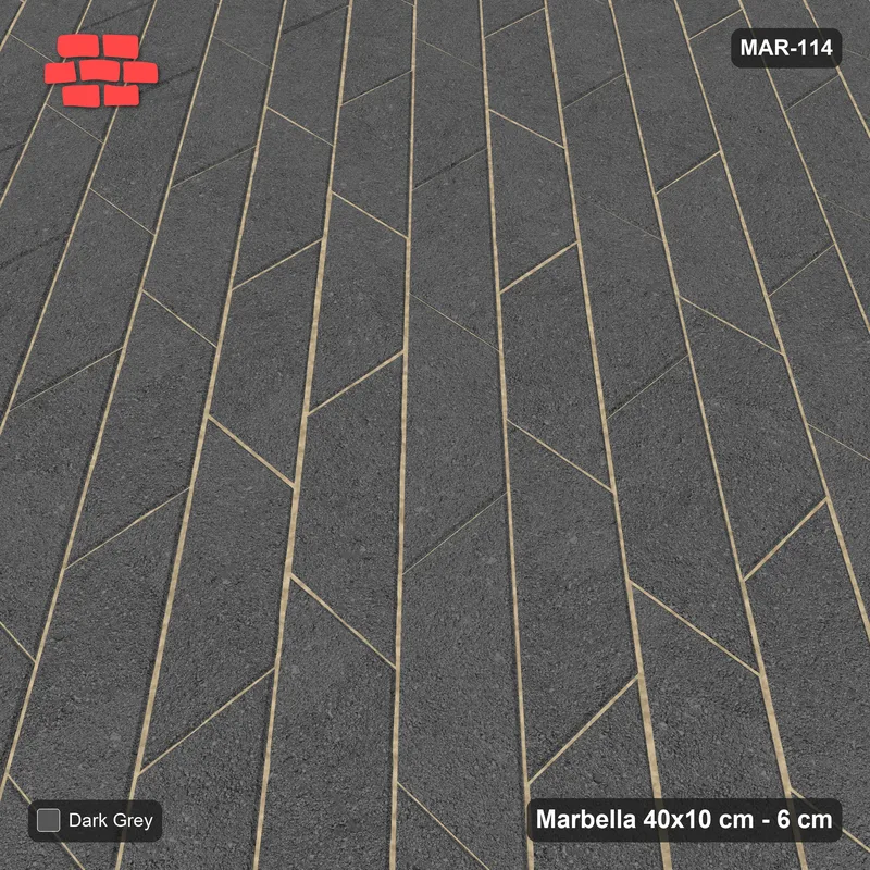 Interlock (Pasco) 40x10 cm · MAR-114 · Counter-Diagonal Plain Interlock Field - Charcoal · Side view Interlock (Pasco) 40x10 cm · MAR-114 · Counter-Diagonal Plain Interlock Field - Charcoal · Side view