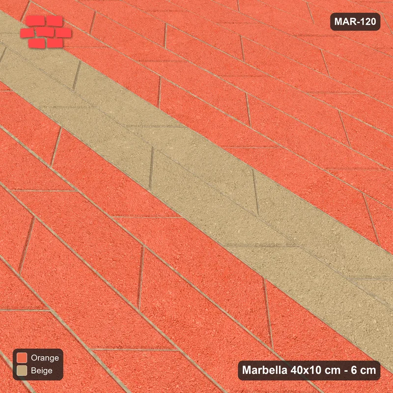 Interlock (Pasco) 40x10 cm · MAR-120 · Central Feature Band - Clay Court with Kerb Frame · Side view Interlock (Pasco) 40x10 cm · MAR-120 · Central Feature Band - Clay Court with Kerb Frame · Side view