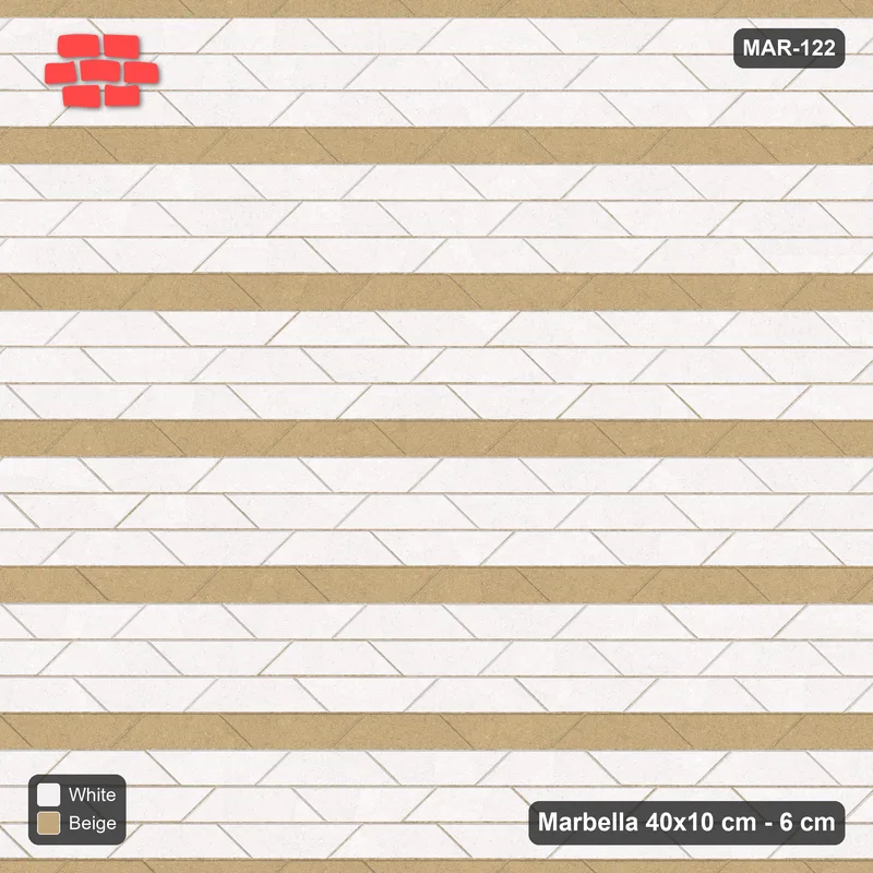 Interlock (Pasco) 40x10 cm · MAR-122 · Accent Course Stripes - Ivory & Sand · Top view Interlock (Pasco) 40x10 cm · MAR-122 · Accent Course Stripes - Ivory & Sand · Top view