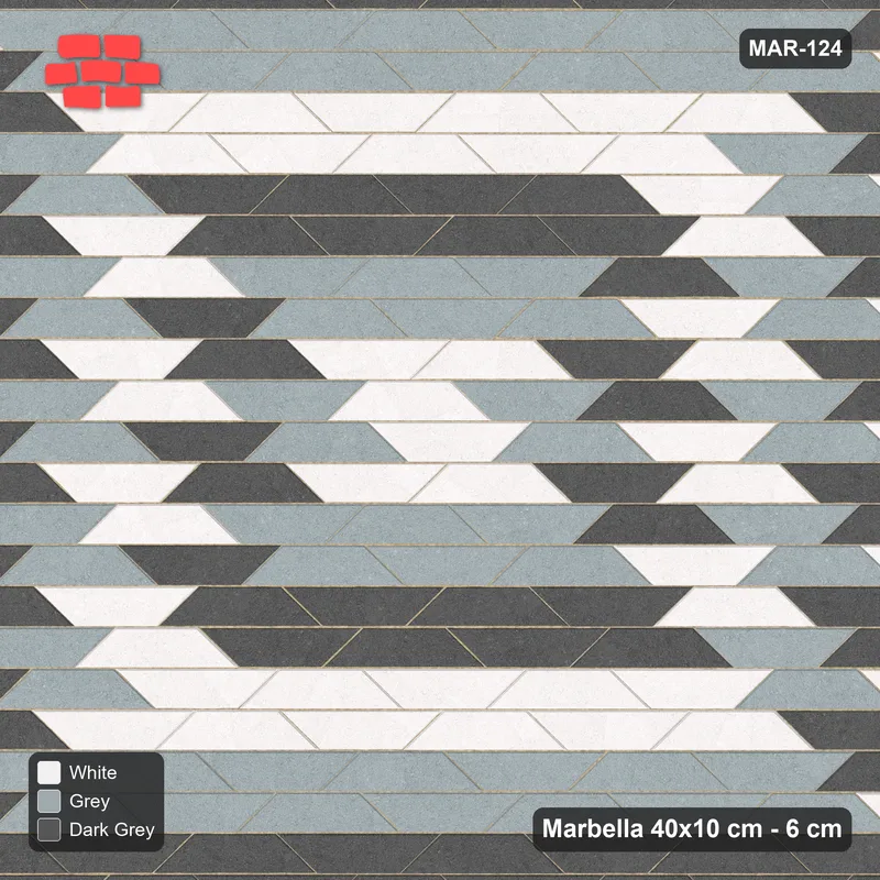 Interlock (Pasco) 40x10 cm · MAR-124 · Concentric Square Rings - Monochrome with Kerb Frame · Top view Interlock (Pasco) 40x10 cm · MAR-124 · Concentric Square Rings - Monochrome with Kerb Frame · Top view