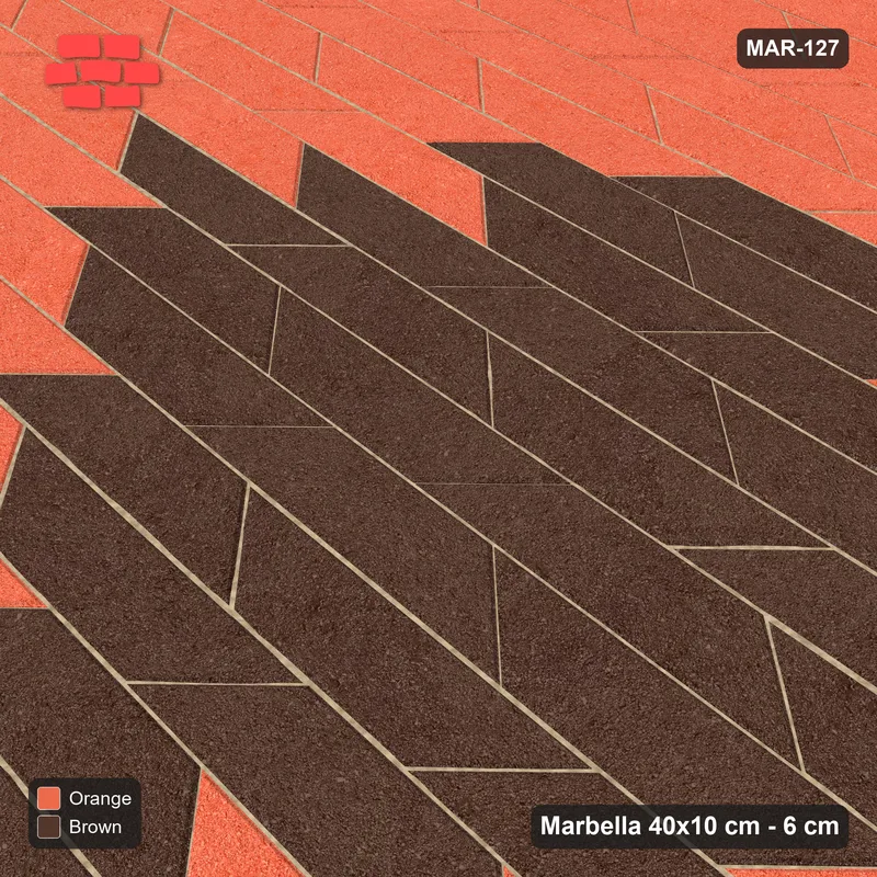 Interlock (Pasco) 40x10 cm · MAR-127 · Central Diamond Medallion - Burnt Clay · Side view Interlock (Pasco) 40x10 cm · MAR-127 · Central Diamond Medallion - Burnt Clay · Side view