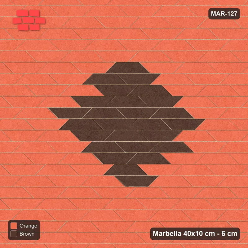 Interlock (Pasco) 40x10 cm · MAR-127 · Central Diamond Medallion - Burnt Clay · Top view Interlock (Pasco) 40x10 cm · MAR-127 · Central Diamond Medallion - Burnt Clay · Top view