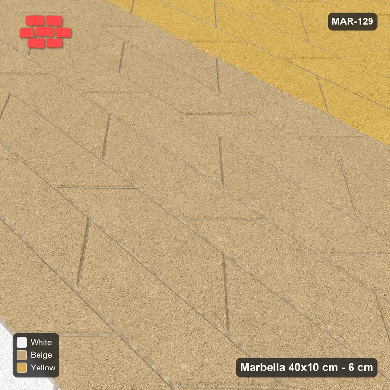 Interlock (Pasco) 40x10 cm · MAR-129 · Three Tone Zones - Golden Sand with Kerb Frame · Side view Interlock (Pasco) 40x10 cm · MAR-129 · Three Tone Zones - Golden Sand with Kerb Frame · Side view