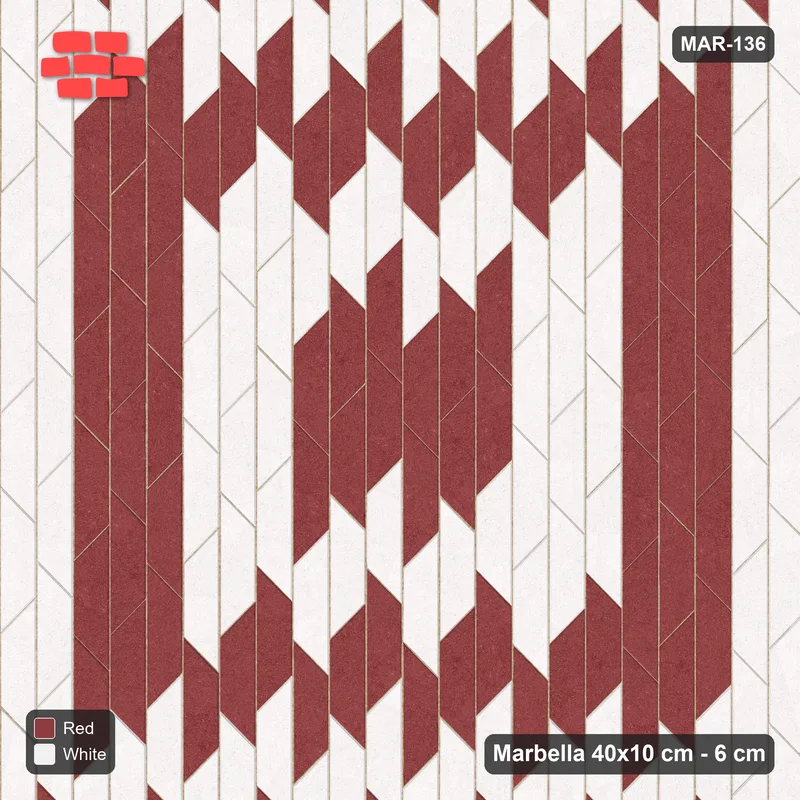 Interlock (Pasco) 40x10 cm · MAR-136 · Upright Wide Square Rings - Burgundy & Ivory · Top view Interlock (Pasco) 40x10 cm · MAR-136 · Upright Wide Square Rings - Burgundy & Ivory · Top view