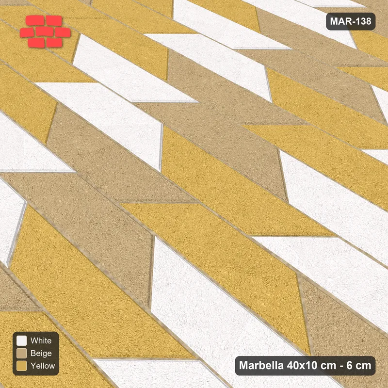 Interlock (Pasco) 40x10 cm · MAR-138 · Cube Illusion Trio - Golden Sand with Kerb Frame · Side view Interlock (Pasco) 40x10 cm · MAR-138 · Cube Illusion Trio - Golden Sand with Kerb Frame · Side view