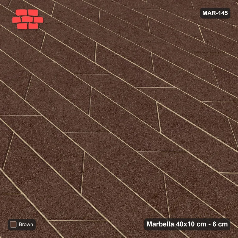Interlock (Pasco) 40x10 cm · MAR-145 · Plain Interlock Field - Earth Brown with Kerb Frame · Side view Interlock (Pasco) 40x10 cm · MAR-145 · Plain Interlock Field - Earth Brown with Kerb Frame · Side view